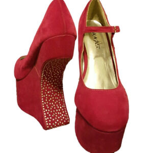 PINK Curvy Wedge Heels in brand new condition with rhinestone.